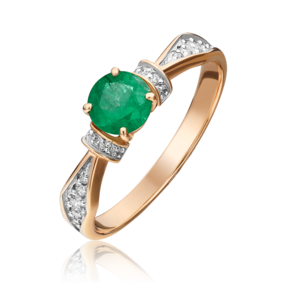 Кольцо из красного золота с изумрудом и бриллиантами 01-1451-00-106-1110-30