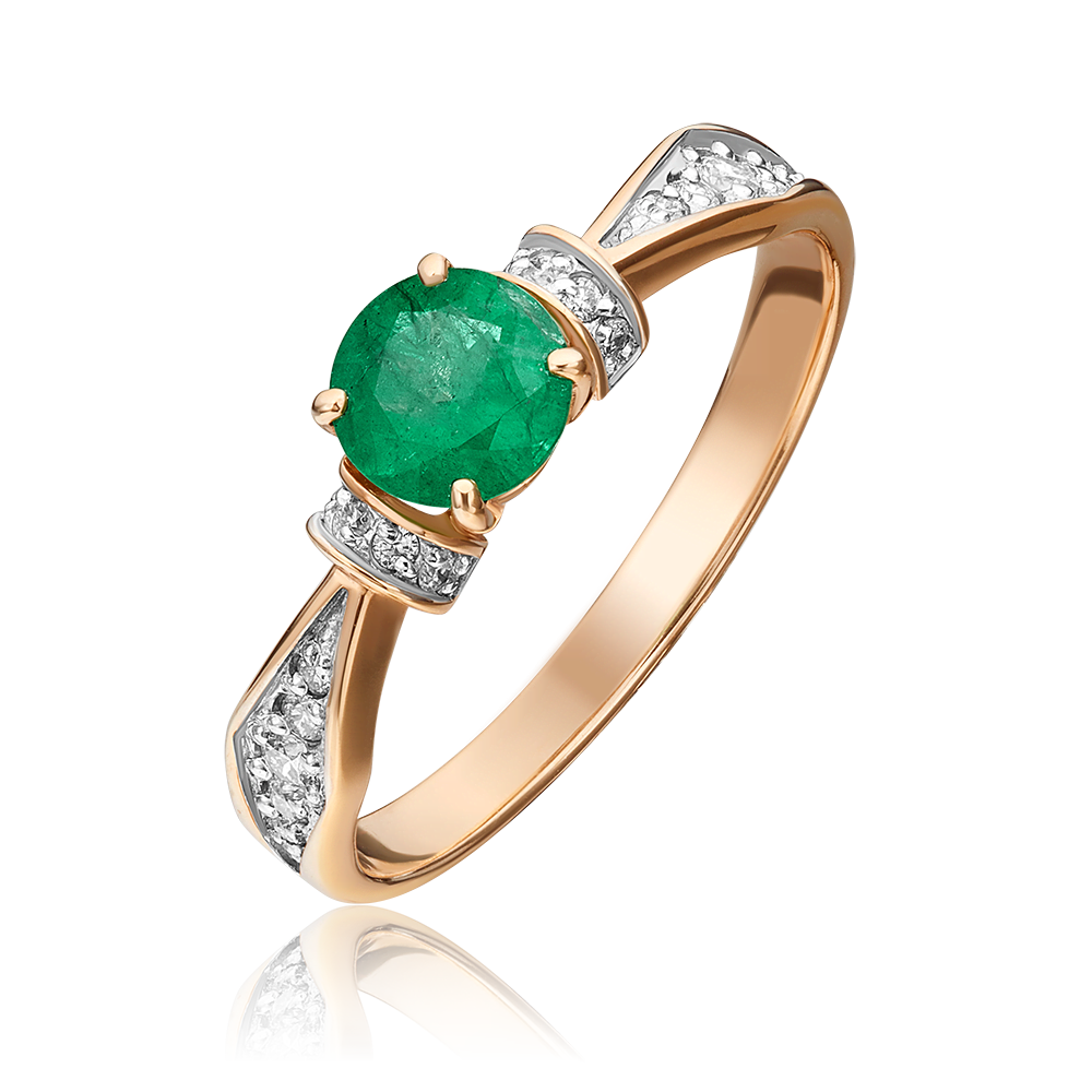 Кольцо из красного золота с изумрудом и бриллиантами 01-1451-00-106-1110-30