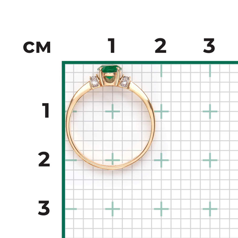 Кольцо из красного золота с изумрудом и бриллиантами 01-1451-00-106-1110-30