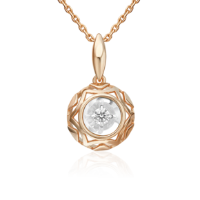 Подвеска из комбинированного золота с бриллиантом