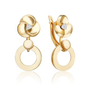 Серьги с английским замком из комбинированного золота с бриллиантами 02-5014-00-101-1121