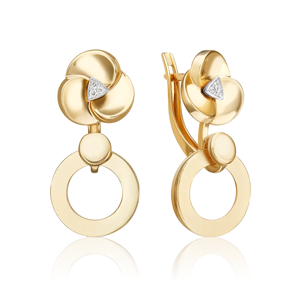 Серьги с английским замком из комбинированного золота с бриллиантами 02-5014-00-101-1121