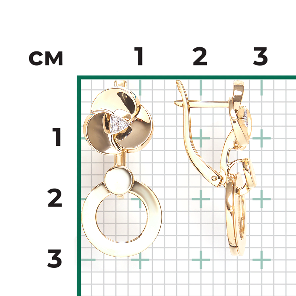 Серьги с английским замком из комбинированного золота с бриллиантами 02-5014-00-101-1121