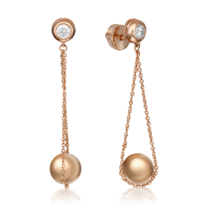 Серьги-пусеты из красного золота с фианитом 02-4372-00-401-1110-03