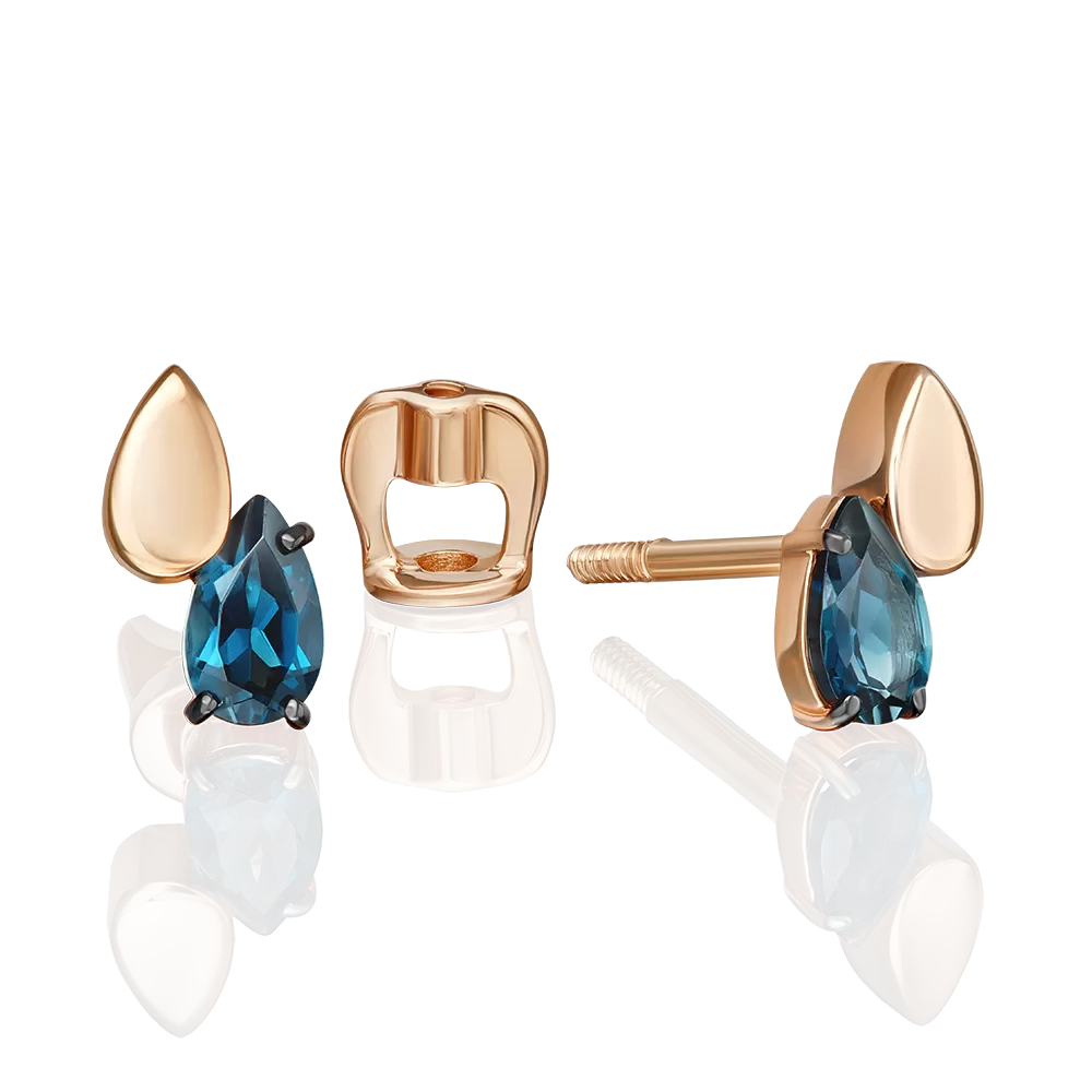 Серьги-пусеты из красного золота с топазом 02-5403-00-201-1110