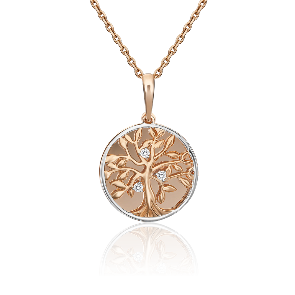 Подвеска «Древо Жизни» из красного золота с фианитами 03-3018-00-401-1110-66