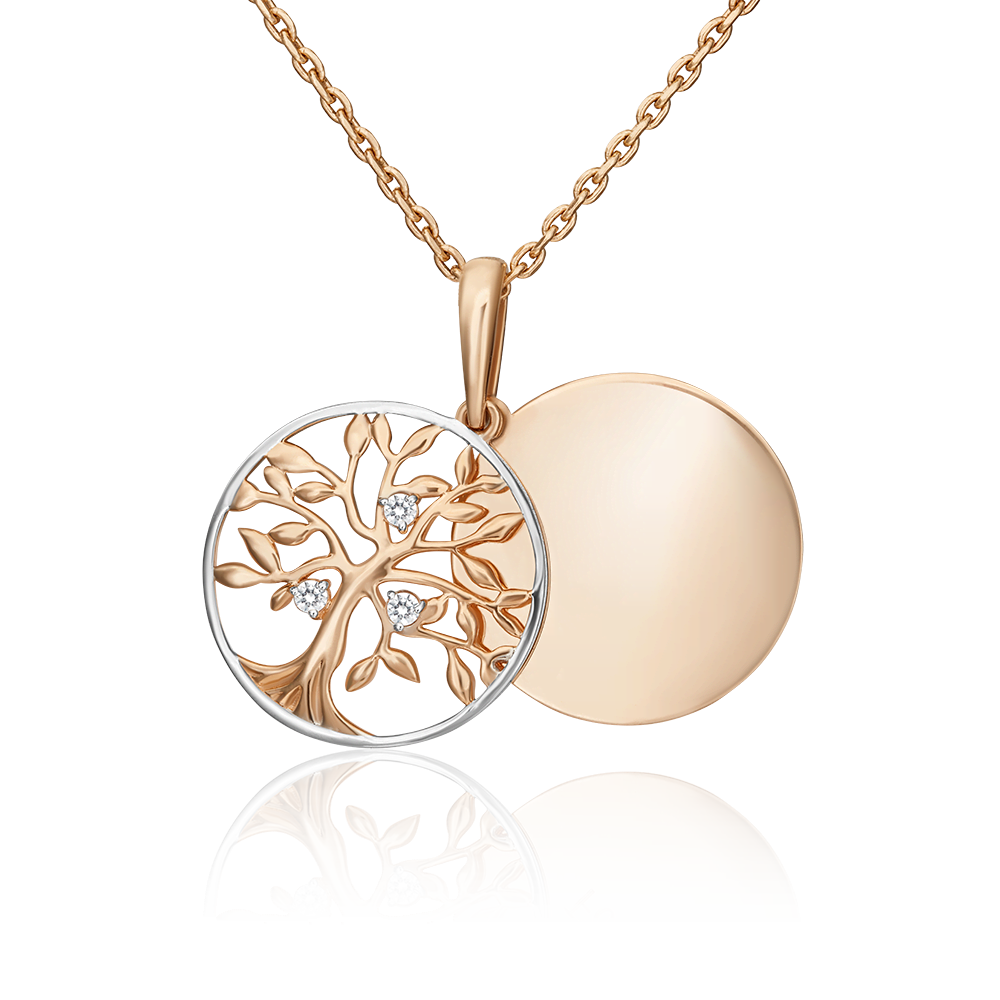 Подвеска «Древо Жизни» из красного золота с фианитами 03-3018-00-401-1110-66