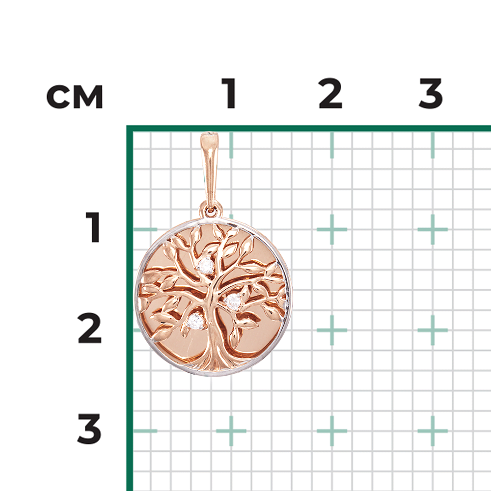 Подвеска «Древо Жизни» из красного золота с фианитами 03-3018-00-401-1110-66