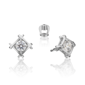 Серьги-пусеты из белого золота с фианитом 02-4449-00-501-1120-38