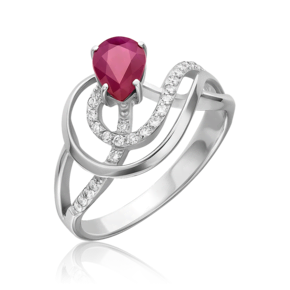 Кольцо из белого золота с рубином и бриллиантами 01-0215-00-107-1120
