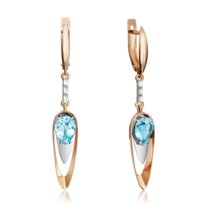 Серьги с английским замком из комбинированного золота с топазом 02-4428-00-201-1111-57