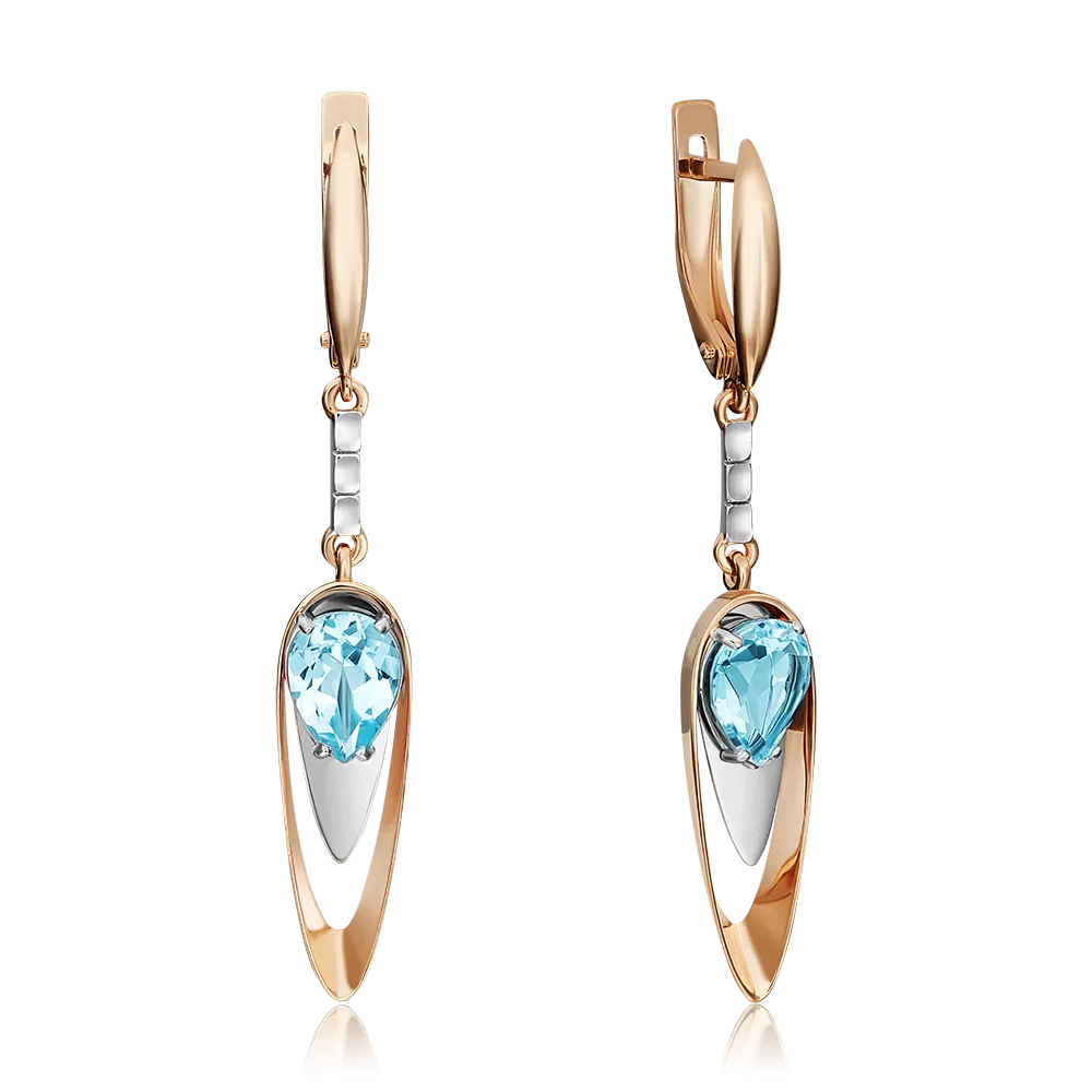 Серьги с английским замком из комбинированного золота с топазом 02-4428-00-201-1111-57