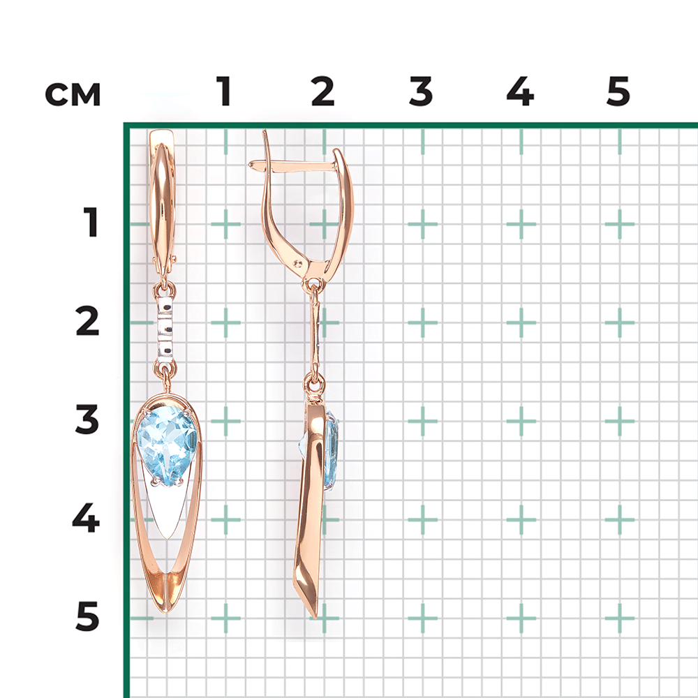 Серьги с английским замком из комбинированного золота с топазом 02-4428-00-201-1111-57