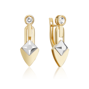 Серьги с английским замком из комбинированного золота с натуральным топазом white 02-5033-00-201-1121