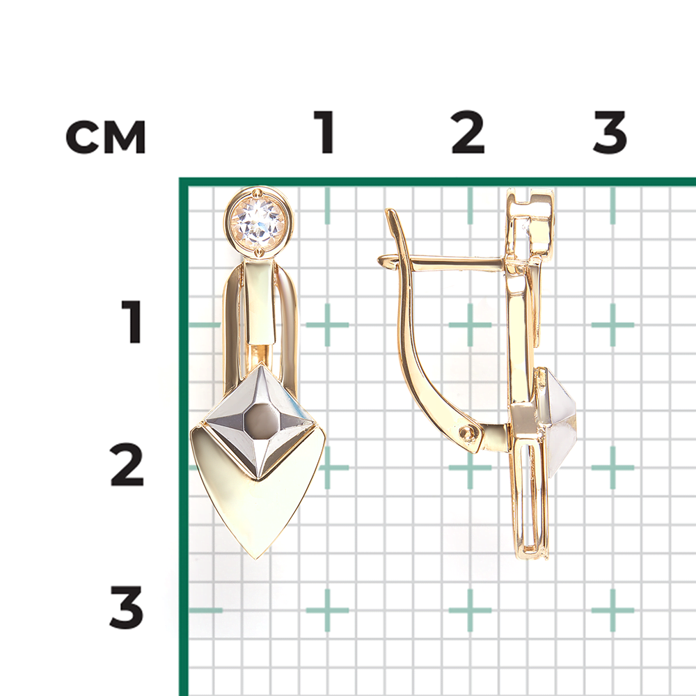 Серьги с английским замком из комбинированного золота с натуральным топазом white 02-5033-00-201-1121