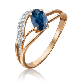 Кольцо из красного золота с сапфиром и бриллиантами 01-1235-00-105-1110-30