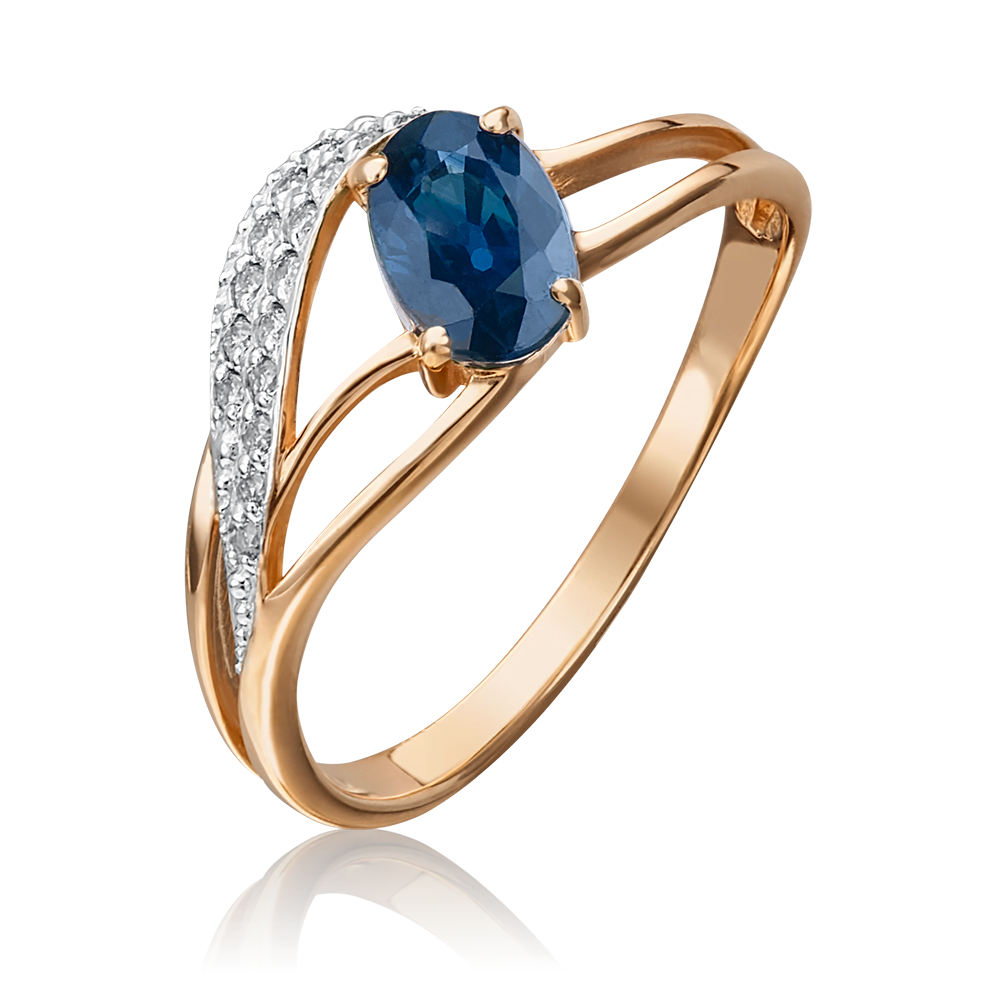 Кольцо из красного золота с сапфиром и бриллиантами 01-1235-00-105-1110-30