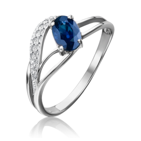 Кольцо из белого золота с сапфиром и бриллиантами 01-1236-00-105-1120-30