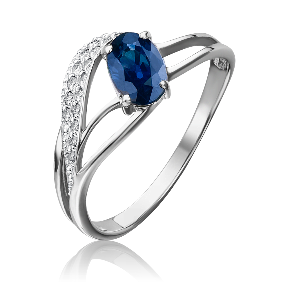 Кольцо из белого золота с сапфиром и бриллиантами 01-1236-00-105-1120-30