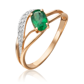 Кольцо из красного золота с изумрудом и бриллиантами 01-1235-00-106-1110-30