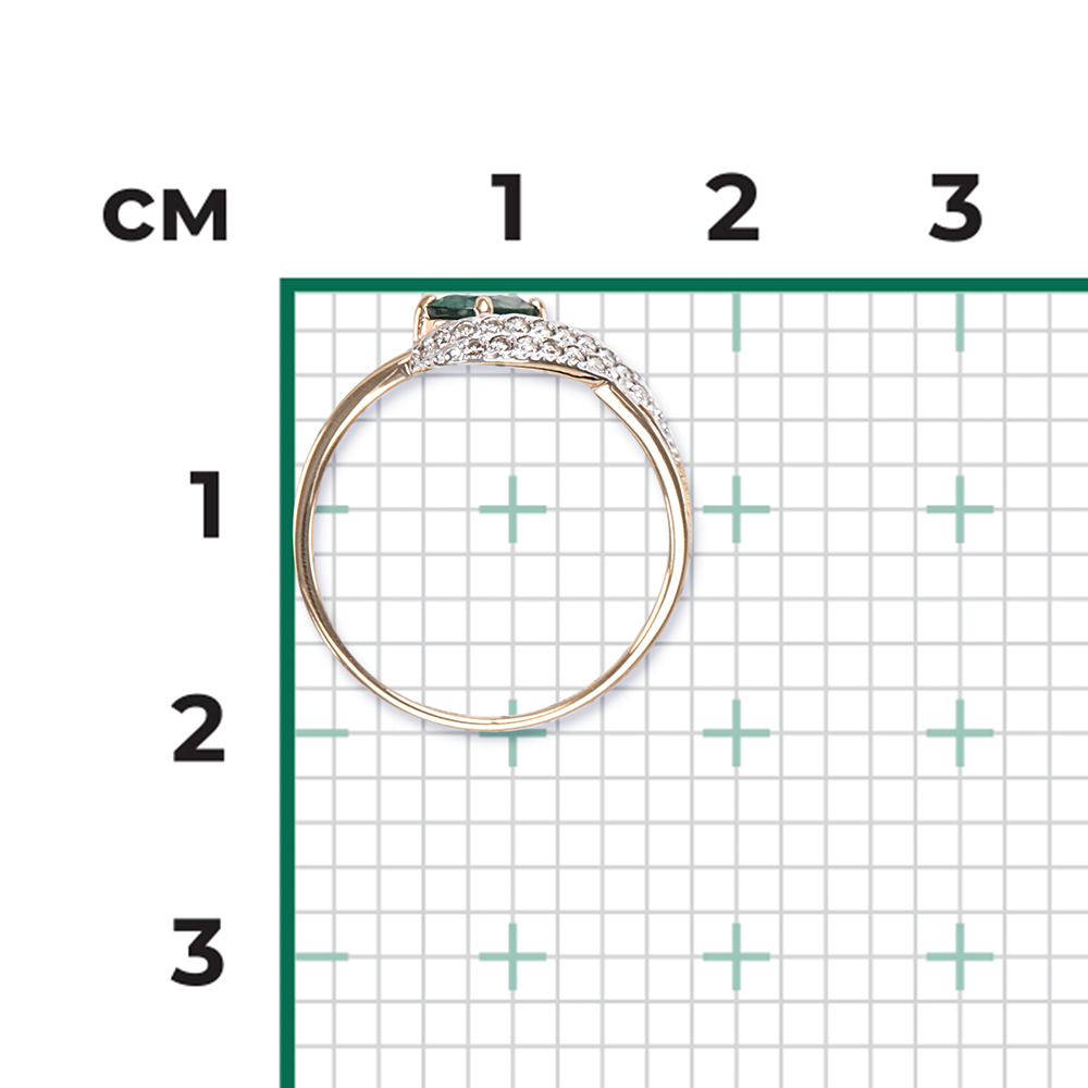 Кольцо из красного золота с изумрудом и бриллиантами 01-1235-00-106-1110-30