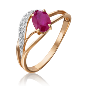 Кольцо из красного золота с рубином и бриллиантами 01-1235-00-107-1110-30
