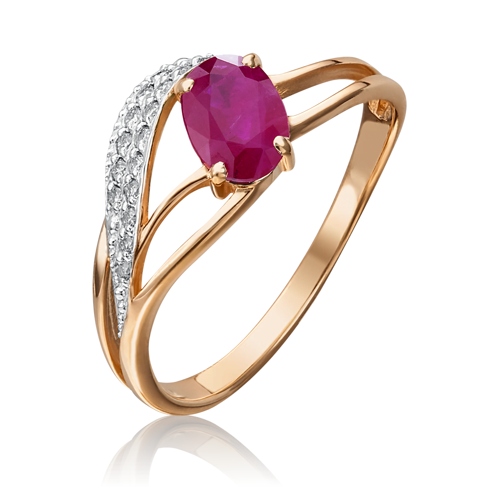 Кольцо из красного золота с рубином и бриллиантами 01-1235-00-107-1110-30