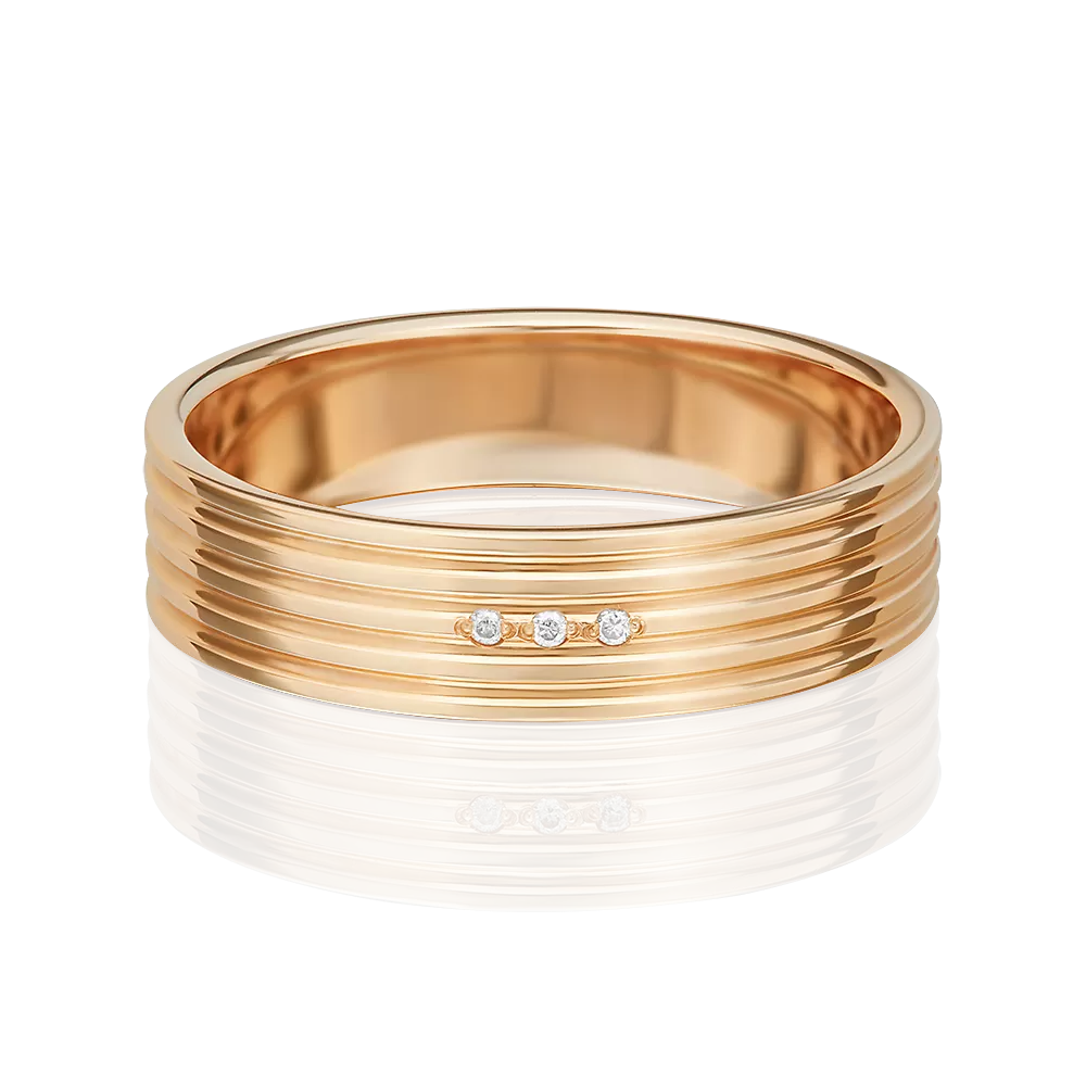 Обручальное кольцо из красного золота с бриллиантами 01-1237-00-101-1110-30