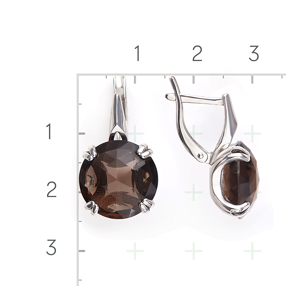 Серьги с английским замком из серебра с кварцем дымчатым 02-2485-00-202-0200