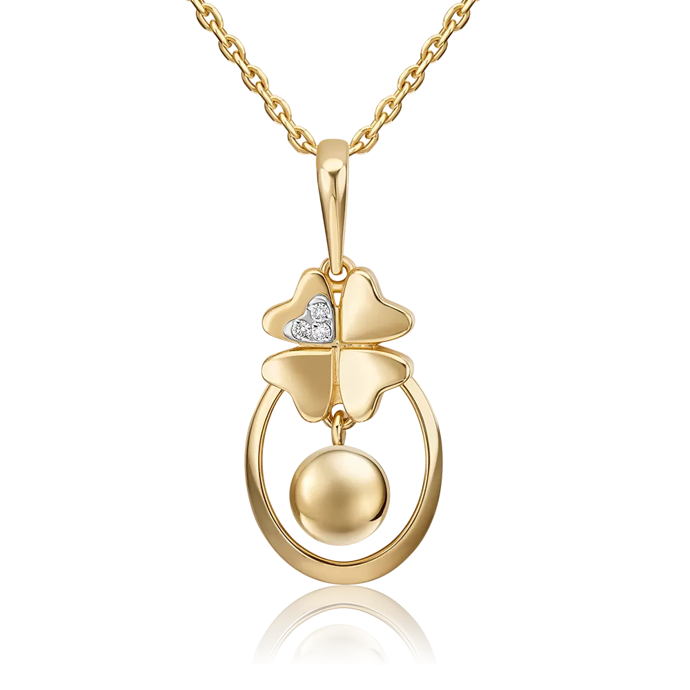 Подвеска «Клевер. Незабываемые моменты» из комбинированного золота с бриллиантами 03-3281-00-101-1121