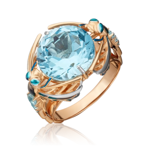 Кольцо «Стрекозы» из красного золота с топазами и эмалью 01-5412-00-201-1110-46