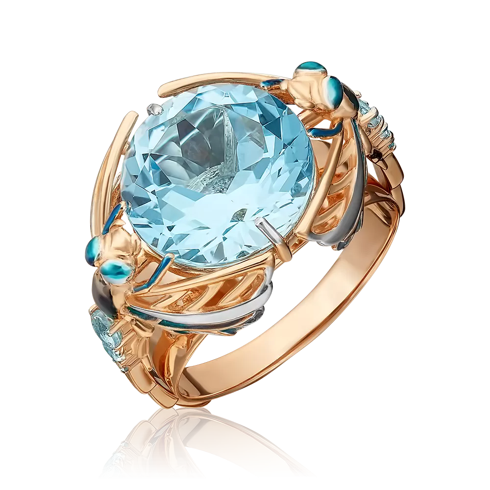 Кольцо «Стрекозы» из красного золота с топазами и эмалью 01-5412-00-201-1110-46