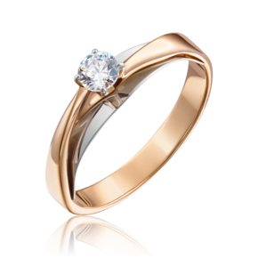 Помолвочное кольцо из комбинированного золота с фианитом 01-5241-00-401-1111