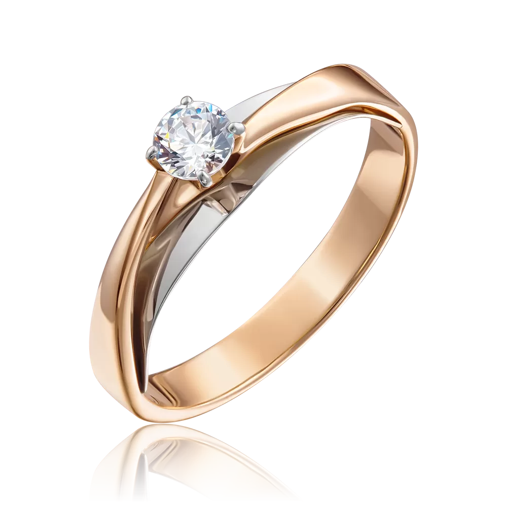 Помолвочное кольцо из комбинированного золота с фианитом 01-5241-00-401-1111