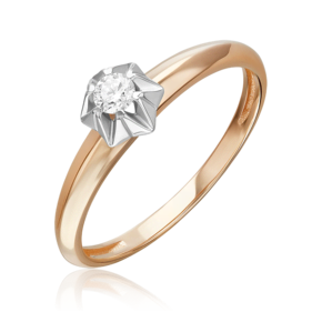 Кольцо из комбинированного золота с бриллиантом 01-5806-00-101-1111