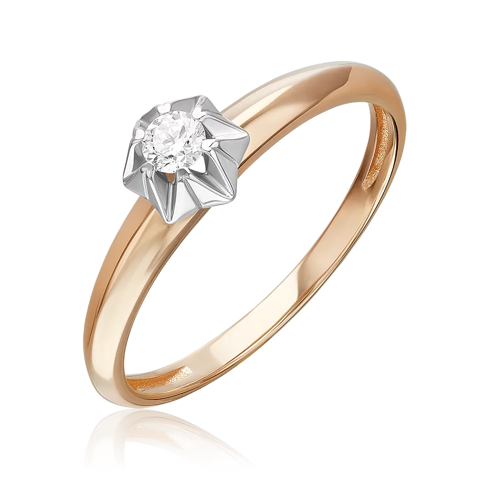 Кольцо из комбинированного золота с бриллиантом 01-5806-00-101-1111