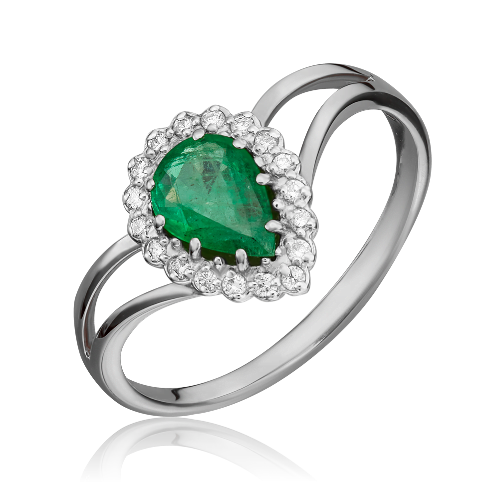 Кольцо из белого золота с изумрудом и бриллиантами 01-0219-00-106-1120-30