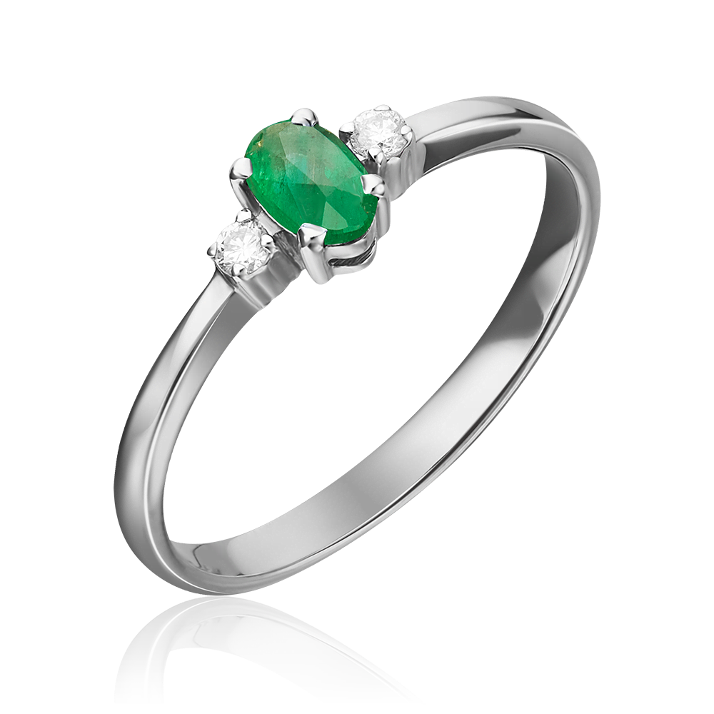 Кольцо из белого золота с изумрудом и бриллиантами 01-0298-00-106-1120-30