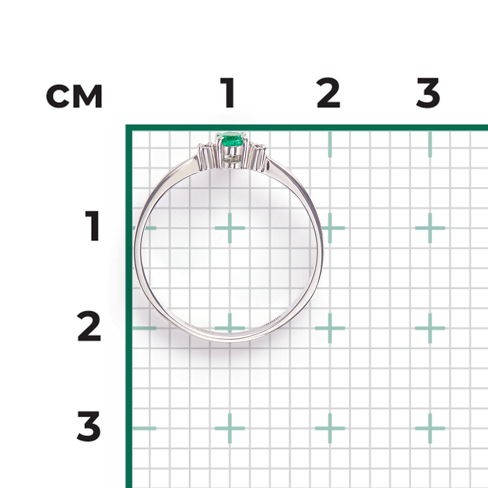 Кольцо из белого золота с изумрудом и бриллиантами 01-0298-00-106-1120-30
