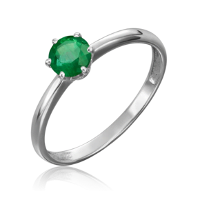 Кольцо из белого золота с изумрудом