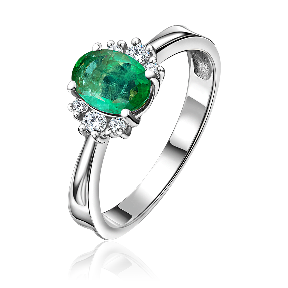 Кольцо из белого золота с изумрудом и бриллиантами 01-0344-00-106-1120-30