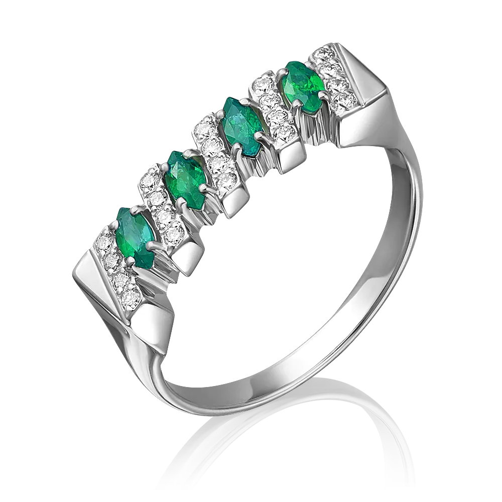 Кольцо из белого золота с изумрудами и бриллиантами 01-0572-00-106-1120-30