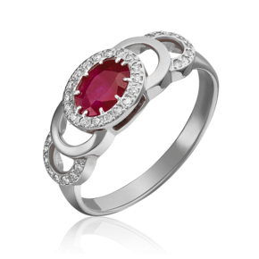 Кольцо из белого золота с рубином и бриллиантами 01-0197-00-107-1120-30