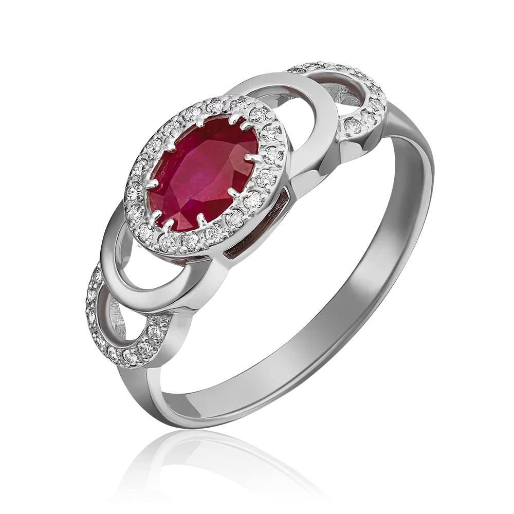 Кольцо из белого золота с рубином и бриллиантами 01-0197-00-107-1120-30