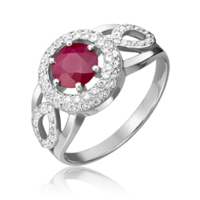 Кольцо из белого золота с рубином и бриллиантами 01-0225-00-107-1120-30