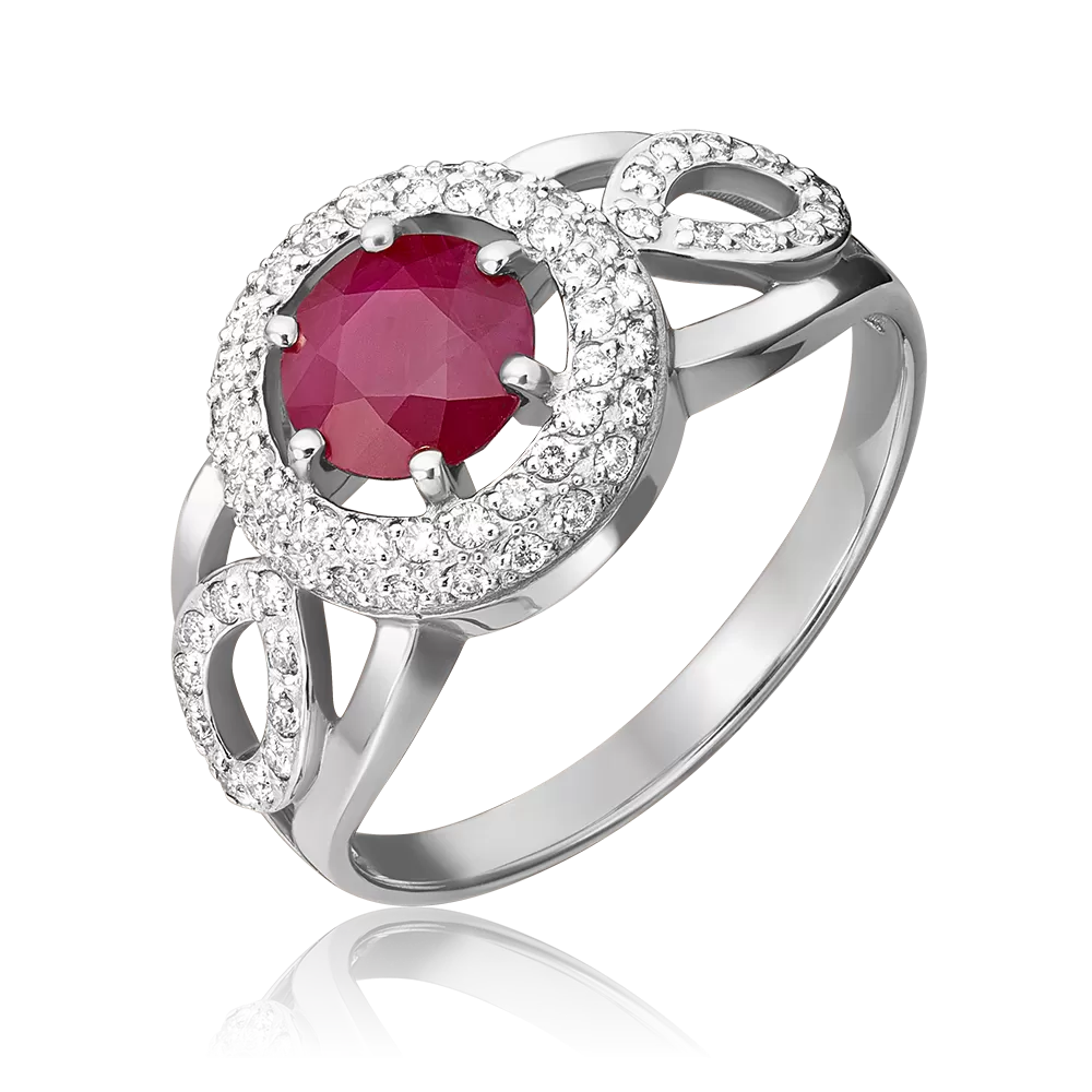 Кольцо из белого золота с рубином и бриллиантами 01-0225-00-107-1120-30