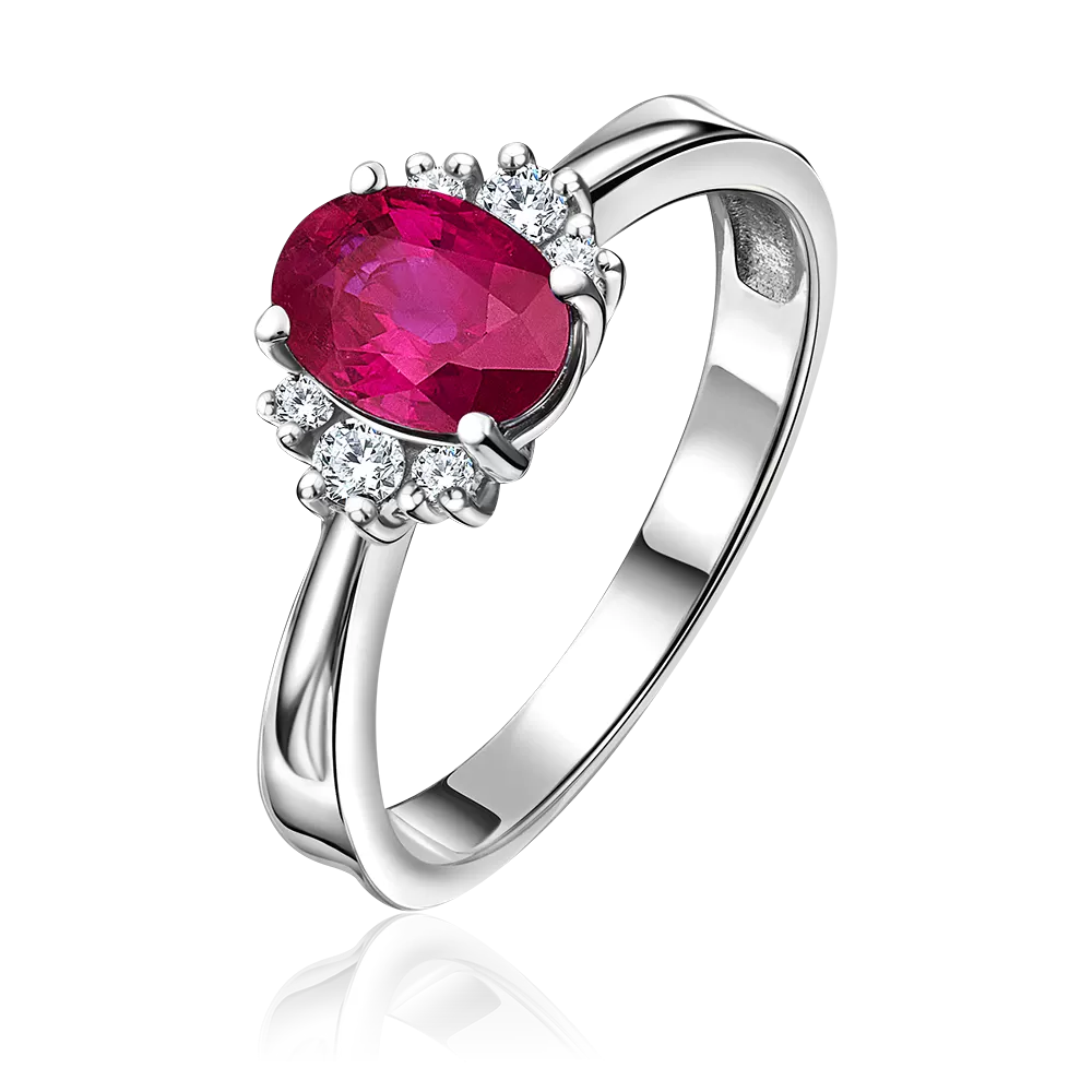 Кольцо из белого золота с рубином и бриллиантами 01-0344-00-107-1120-30