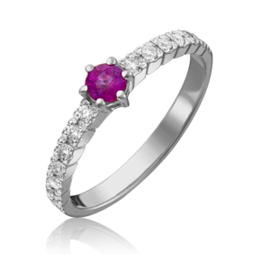 Кольцо из белого золота с рубином и бриллиантами