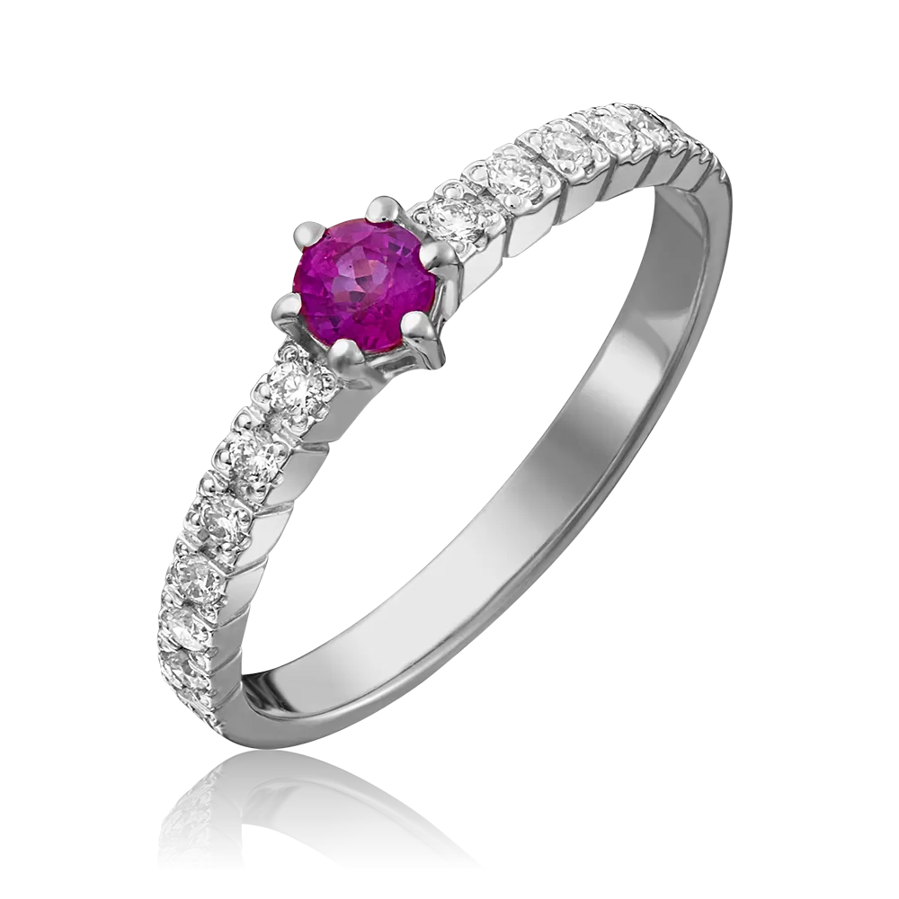 Кольцо из белого золота с рубином и бриллиантами 01-0384-00-107-1120-30