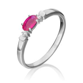 Кольцо из белого золота с рубином и бриллиантами